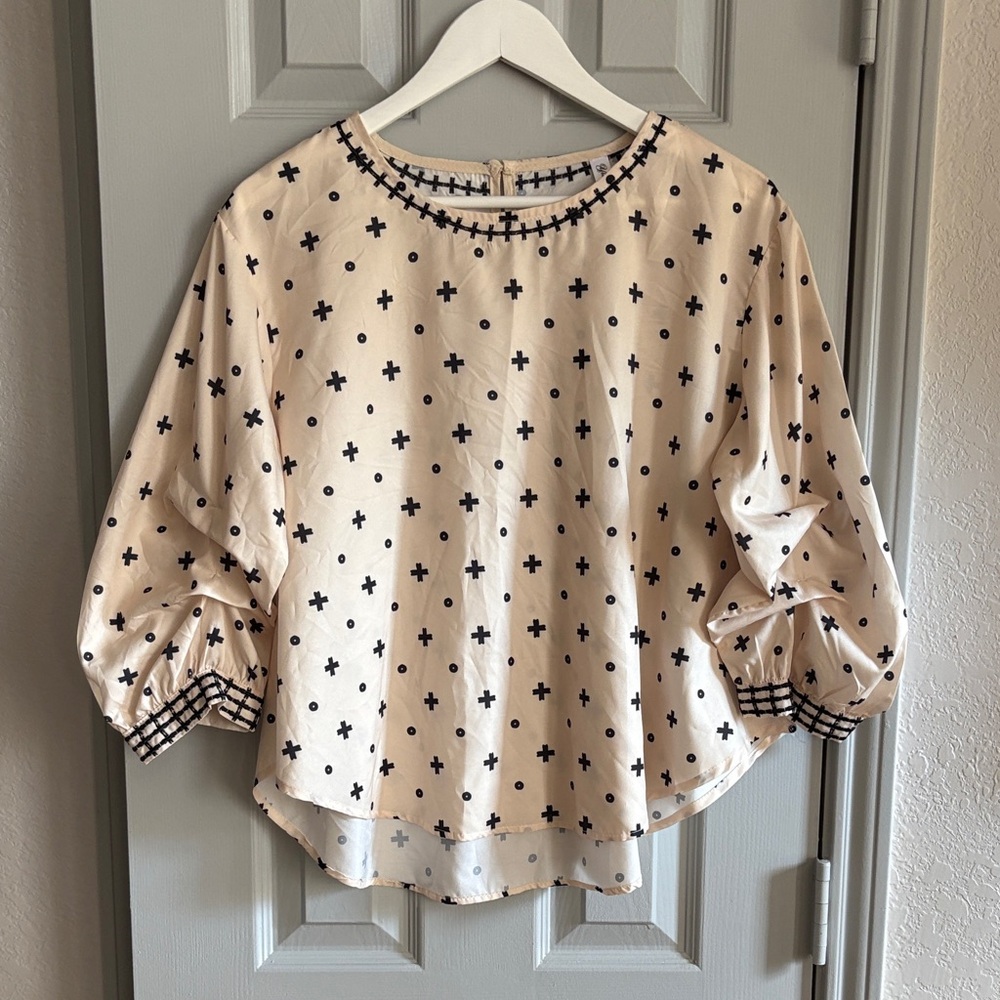 Elegant Cream and Black Women's Top
